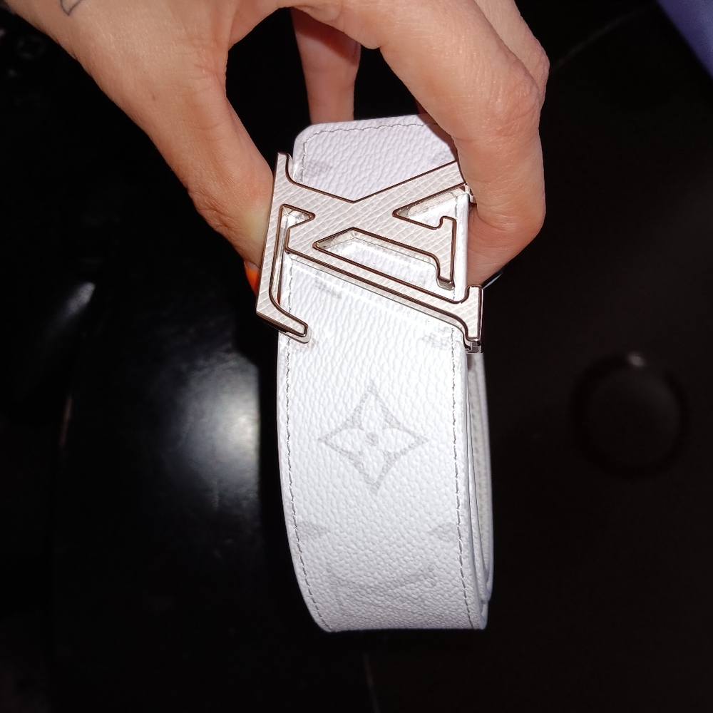 White Designer Belt with Silver Buckle